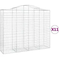 vidaXL Gabionen mit Hochbogen 11Stk. 200x50x160/180cm Verzinktes Eisen