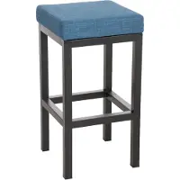 DELUKE Barhocker KIEL - Blau, Stoff, Stahl, 85cm Höhe | Barhocker ohne Lehne Barstuhl Tresenhocker Tresenstuhl Kneipenhocker Kneipenstuhl