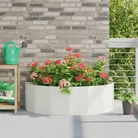 vidaXL "Schlussverkauf" Pflanzkübel im Garten - 1 pc - Blumenbeet/Gartenbeet - Weiß 120x60x35 cm Stahl C13584