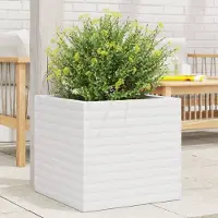 vidaXL (NEU 2026) Pflanzkübel/Gartenbeet, Weiß 50x50x46 cm - Massivholz Kiefer - Beete - 17.2 kg