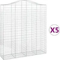 vidaXL Gabionen mit Hochbogen 5 Stk. 200x50x220/240cm Verzinktes Eisen