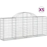 vidaXL Gabionen mit Hochbogen 5 Stk. 200x30x80/100 cm Verzinktes Eisen