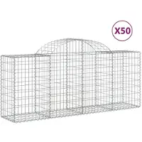 vidaXL Gabionen mit Hochbogen 50 Stk. 200x50x80/100cm Verzinktes Eisen