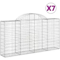 vidaXL Gabionen mit Hochbogen 7 Stk. 200x30x100/120cm Verzinktes Eisen
