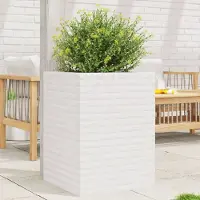 vidaXL Möbel Pflanzkübel Weiß 50x50x68,5 cm Massivholz Kiefer - Beete 3282465