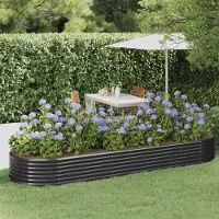 vidaXL "2026 Promotion" Hochbeet - Pflanzkasten - Verzinkter Stahl 322x100x36 cm - Anthrazit - Beete CC10122