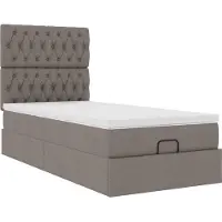 Syfax Ottoman-Bett mit Matratze Taupe 90x190 cm Stoff