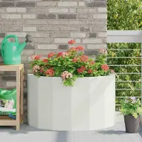 vidaXL "Schlussverkauf" Pflanzkübel im Garten - 1 pc - Blumenbeet/Gartenbeet - Weiß 90x45x50 cm Stahl C13598