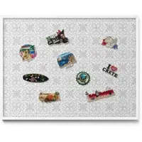 Tulup Magnettafel Magnetboard für Reisemagnete Regelmäßiges Ornamentmuster 80x60 cm Metall Magnettafel Gerahmt Weißer Rahmen