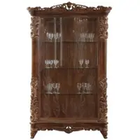 Casa Padrino Luxus Barock Vitrine Braun - Handgefertigter Massivholz Vitrinenschrank mit Glastür - Barock Möbel - Edel & Prunkvoll