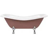 Casa Padrino Jugendstil Badewanne Braun / Weiß / Silber 188 cm - Freistehende Retro Stil Badewanne