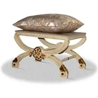 Casa Padrino Barock Hocker Creme Gold Silber 60 x 40 x H. 50 cm