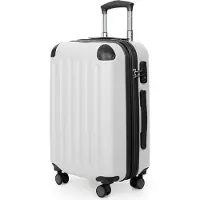 Hauptstadtkoffer - Spree - Handgepäck mit Erweiterung, Koffer auf Rollen, Trolley Flugzeug Hartschalenkoffer Hand Luggage TSA, 55 cm, Cabin Bag max 42 Liter,Weiß