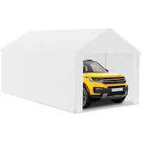 UISEBRT 3x6m Große Zeltgarage Garagenüberdachung - UV-beständiger Unterstand Carport Garagenzelt & Lagerzelt mit PE-Dach für Auto, SUV, LKW, Boot - Weiß