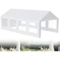 LZQ Pavillon 4x8 m wasserdicht mit UV-Schutz 50+, stabiles Partyzelt mit abnehmbaren Seitenteilen – Weiß – 32 m²