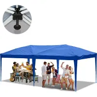 TolleTour Faltpavillon Pavillons & Partyzelte 3x6m, Festzelt Gartenzelt für Garten Terrasse Feier Party, Wasserdich ohn Seiten Blau