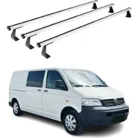 Omtec 7522920-3 Dachreling Dachträger Aluminium für VW Transporter V Bus (7HB, 7HJ, 7EB, 7EJ, 7EF, 7EG, 7HF, 7EC) Transporter V Kastenwagen für ROVER