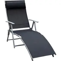 Fortuna Lai Sonnenliege klappbar Gartenliege mit Kissen 137x63,5x100,5cm Metall und Stoff Schwarz für Strand und Terrasse