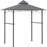 Fortuna Lai Grillpavillon Gartenzelt flammhemmendes Doppeldach grau 245x148x252cm ideal für Balkon & Garten