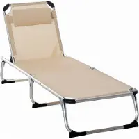 Fortuna Lai Gartenliege Alu 4-fach verstellbar faltbar ergonomisch, Netzstoff Beige 170x60x76cm für Garten & Terrasse