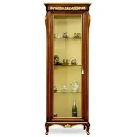 Casa Padrino Luxus Barock Vitrine Braun / Gold - Prunkvoller Massivholz Vitrinenschrank mit Glastür und Glasregalen - Handgefertigte Barock Möbel - Edel & Prunkvoll