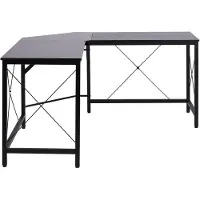 HOMCOM Computertisch L-Form Eckschreibtisch Winkelschreibtisch Natur/ Schwarz