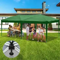 TolleTour Pavillon Faltpavillon 3x6m Grün Partyzelt UV-Schutz höhenverstellbarer mit Tragetasche, für Outdoor Garten Camping Ohne Seitenwänden