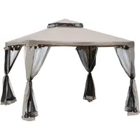 Outsunny Gartenpavillon Pavillon Gartenzelt mit 4 Seitenwänden 3 x 3 m Grau