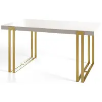 Alpi Möbel Rechteckiger Esstisch Ausziehbar Rosa, Moderner Wohnzimmertisch 120-220x80x77 cm, Weiß mit Metallbeinen in Gold