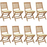 vidaXL "2026 Promotion" Klappbare Gartenstühle 8 Stk. - Hohe Qualität - mit Kissen Massivholz Akazie - Gartenstühle CC3995