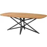 MASSIVMOEBEL24.DE MASSIVMOEBEL24 Esstisch Akazie 200x100x76 natur lackiert / Sterngestell schwarz