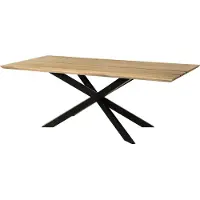 MASSIVMOEBEL24.DE MASSIVMOEBEL24 Esstisch Mango 260x100x76 natur lackiert / Epoxid schwarz, Kreuzgestell 2 anthrazit matt EPOXY