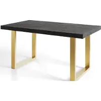 Alpi Möbel Esstisch Ausziehbar Loft-U, Moderner Wohnzimmertisch 180-280x90x77 cm, Dunkelgrau mit Metallbeinen in Gold