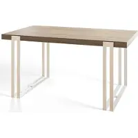 Alpi Möbel Rechteckiger Esstisch Ausziehbar Rosa, Moderner Wohnzimmertisch 140-240x80x77 cm, Sonoma mit Metallbeinen in Weiß