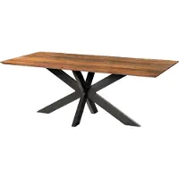 MASSIVMOEBEL24.DE MASSIVMOEBEL24 Esstisch Akazie 200x100x74 natur lackiert / Epoxid schwarz, Kreuzgestell anthrazit matt EPOXY