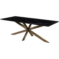 MASSIVMOEBEL24.DE MASSIVMOEBEL24 Esstisch 200x100x76 Marmor schwarz / Kreuzgestell Eisen Antik Messing BARCELONA #402
