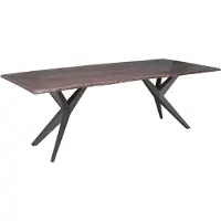 MASSIVMOEBEL24.DE MASSIVMOEBEL24 Baumtisch Akazie 140x90x76 braun lackiert Beine anthrazit matt FREEFORM 4 #16