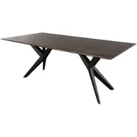 MASSIVMOEBEL24.DE MASSIVMOEBEL24 Esstisch Akazie 140x90x76 grau lackiert Beine anthrazit matt SWISS EDGE #08