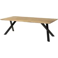 MASSIVMOEBEL24.DE MASSIVMOEBEL24 Esstisch Mango 240x100x76 natur lackiert / Epoxid schwarz, ausgestellte X-Beine anthrazit matt EPOXY
