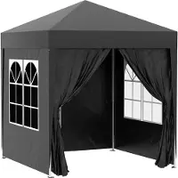 Fortuna Lai Faltpavillon 2x2m mit 4 Seitenwänden und Fenstern, UV-Schutz, Gartenzelt inkl. Tragetasche, Stahl Oxford Schwarz