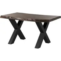 MASSIVMOEBEL24.DE MASSIVMOEBEL24 Baumtisch Akazie 160x90x77 grau lackiert / X-Beine anthrazit matt FREEFORM 5