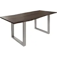 MASSIVMOEBEL24.DE MASSIVMOEBEL24 Baumtisch Akazie 200x100x76 grau Beine silber matt FREEFORM 3