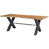 MASSIVMOEBEL24.DE MASSIVMOEBEL24 Esstisch Akazie 200x100x76 natur lackiert IRON LABEL #126