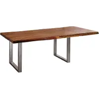 MASSIVMOEBEL24.DE MASSIVMOEBEL24 Baumtisch mit Ansteckplatte Akazie 180-240x100x78cm walnuss lackiert FREEFORM 2 #23
