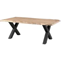 MASSIVMOEBEL24.DE MASSIVMOEBEL24 Baumtisch Mango 200x100x77 beige lackiert / X-Beine anthrazit matt FREEFORM 5
