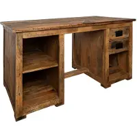 MASSIVMOEBEL24.DE MASSIVMOEBEL24 Schreibtisch Mango 140x80x76 natur lackiert RAILWAY #161