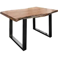 MASSIVMOEBEL24.DE MASSIVMOEBEL24 Baumtisch Akazie 140x90x77 natur lackiert / U-Beine anthrazit glänzend FREEFORM 5