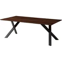 MASSIVMOEBEL24.DE MASSIVMOEBEL24 Esstisch Akazie 220x100x75 braun lackiert / ausgestellte X-Beine anthrazit matt SWISS EDGE