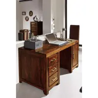 MASSIVMOEBEL24.DE MASSIVMOEBEL24 Schreibtisch Sheesham 150x75x78 braun lackiert METRO LIFE #119