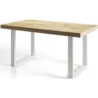 Alpi Möbel Esstisch Ausziehbar Loft-U, Moderner Wohnzimmertisch 160-260x90x77 cm, Artisan mit Metallbeinen in Weiß